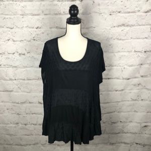 NWOT Free People Oversized Black Blouse Sz M